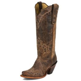 TONY LAMA 6071L WOMEN'S TAN SAIGETS WORN GOAT SNIP TOE WESTERN BOOTS