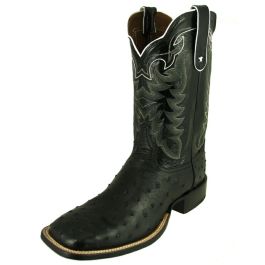 TONY LAMA MEN S BLACK FULL QUILL OSTRICH WIDE SQUARE TOE