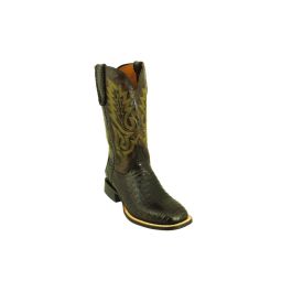 Lucchese Men's Chocolate Crocodile Caiman Belly Square Toe Boots