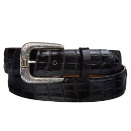 Lucchese Men's Black Caiman Crocodile Western Belt