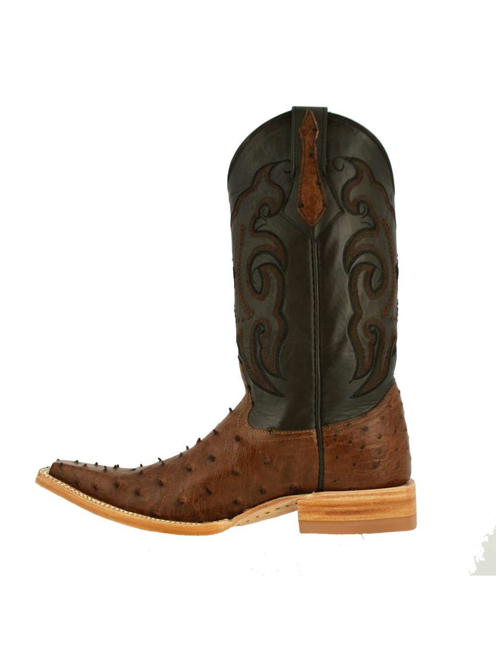 Bronco Boots Men s Full Quill Ostrich Brown Small Square Toe
