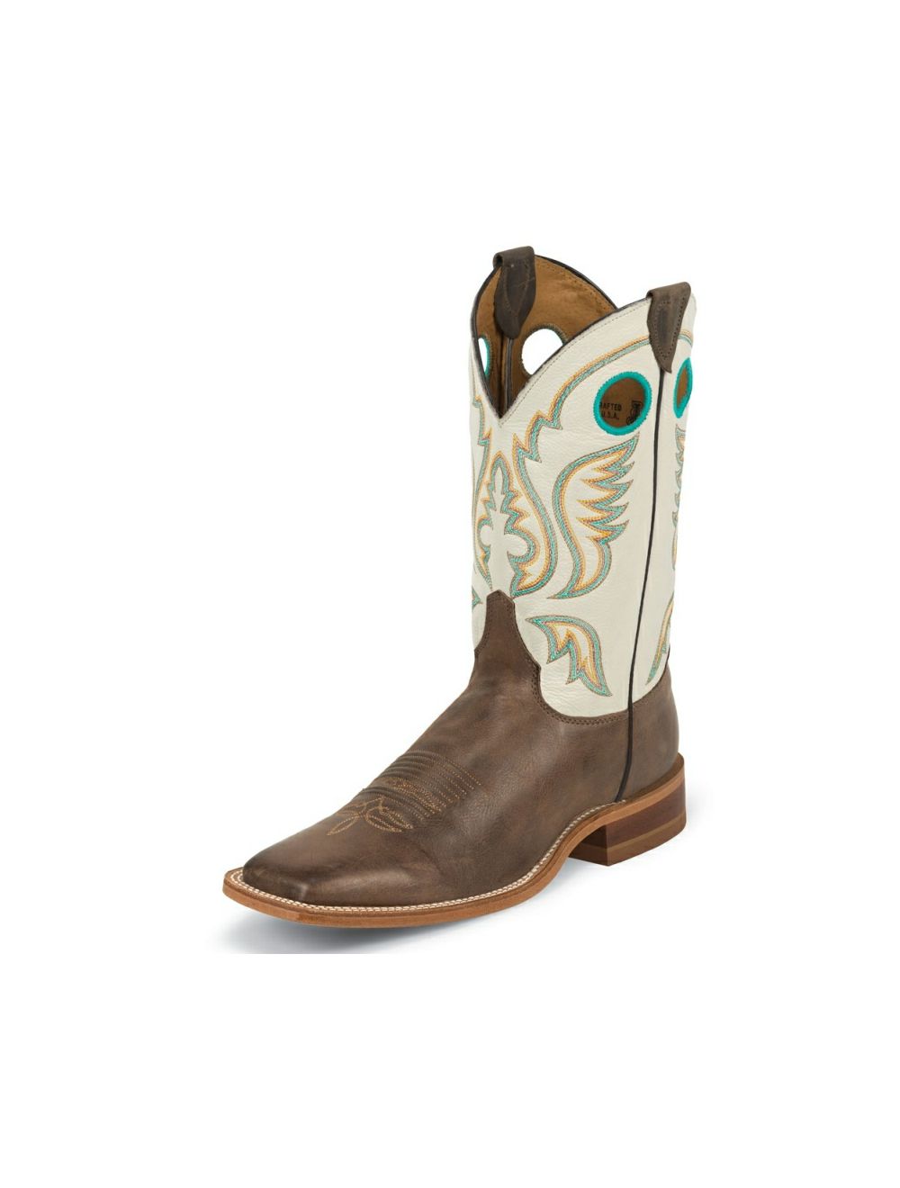 JUSTIN MEN'S CHOCOLATE AMERICA SQUARE TOE COWBOY BOOTS