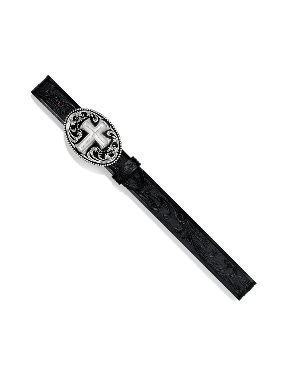 Tony Lama Black Majestic Cross 1 ½” Leather Belt