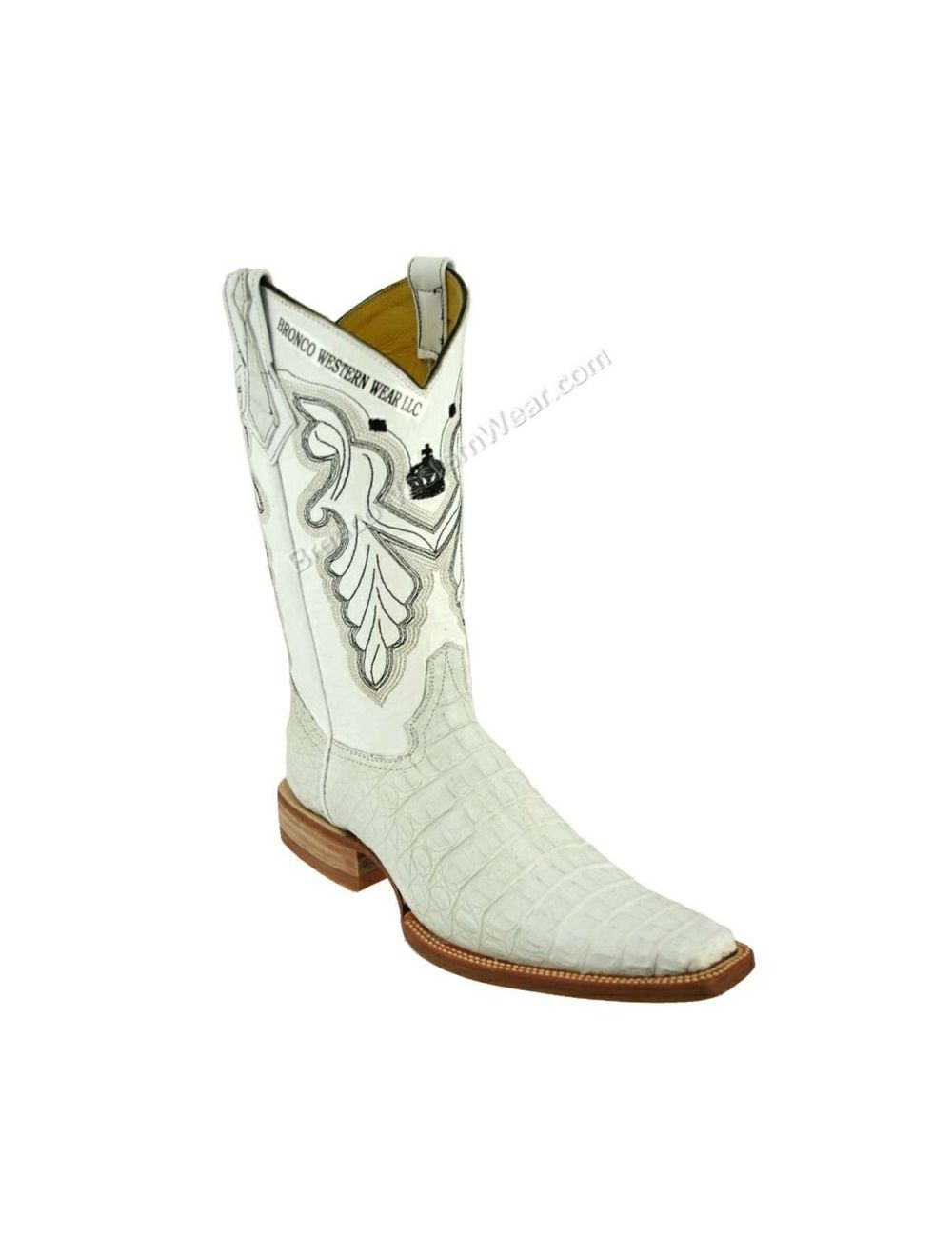 rent Fremmedgøre Pioner Bronco Boots Men's White Crocodile Caiman Extra Narrow square Toe Boots