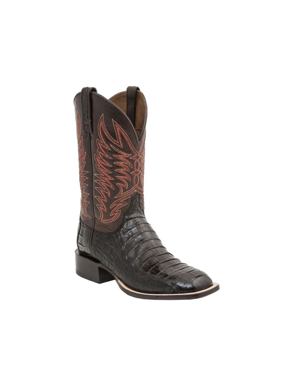 Lucchese M2665 Men's Black Cherry Belly Caiman Square Toe Western