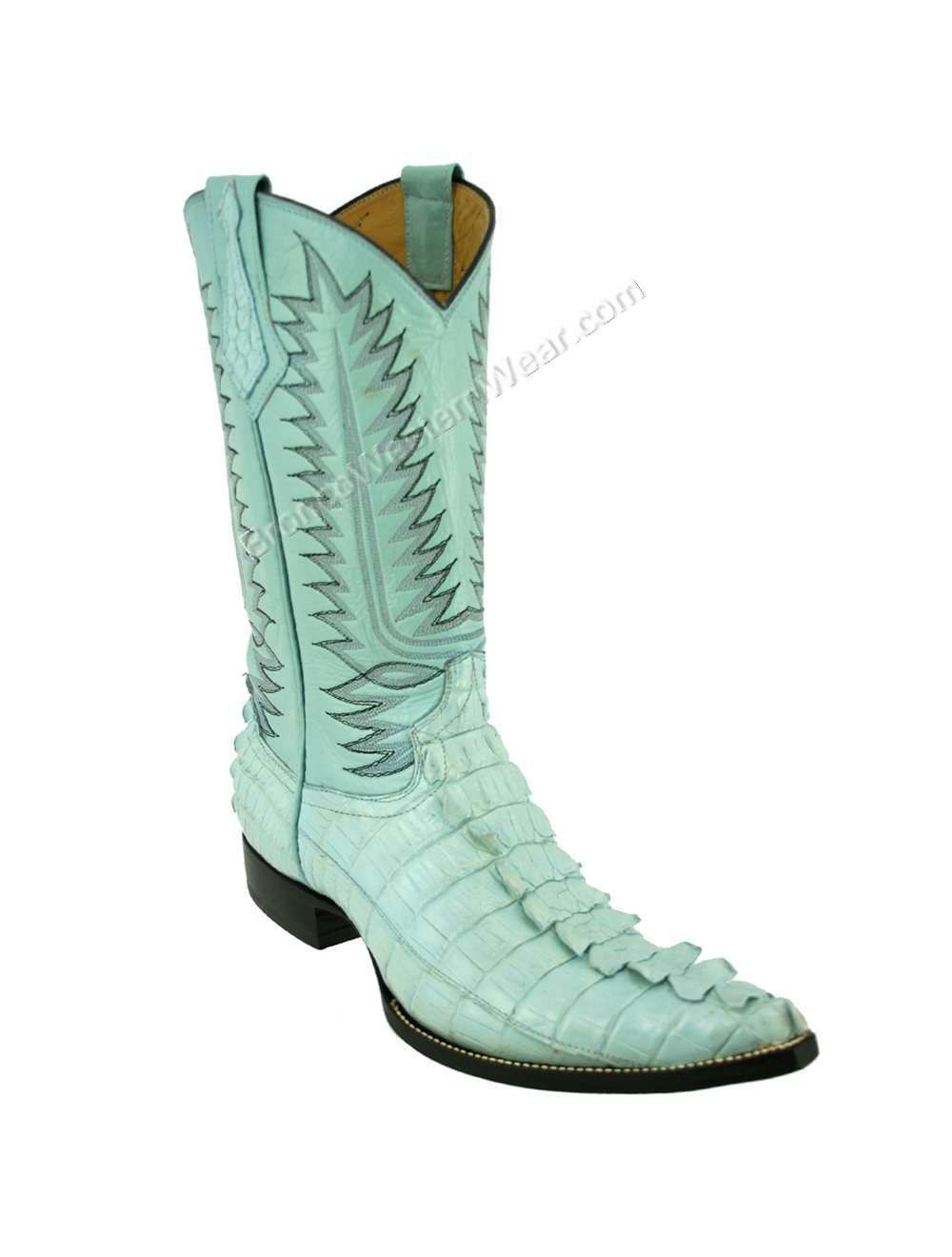 Bronco Men s Baby Blue Nile Crocodile Tail Pointed Toe