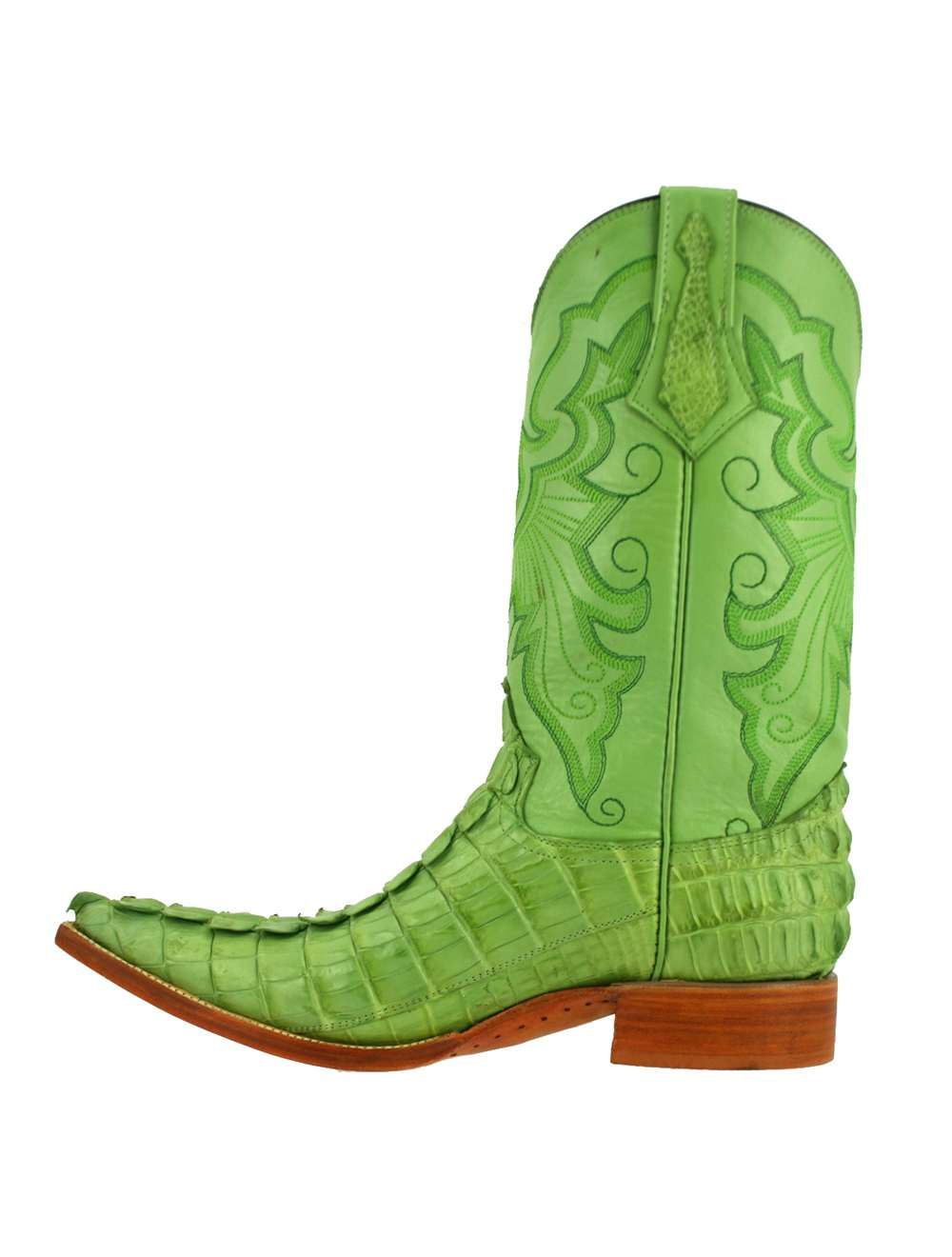 Bronco Men s Pistachio Nile Crocodile Tail Pointed Toe