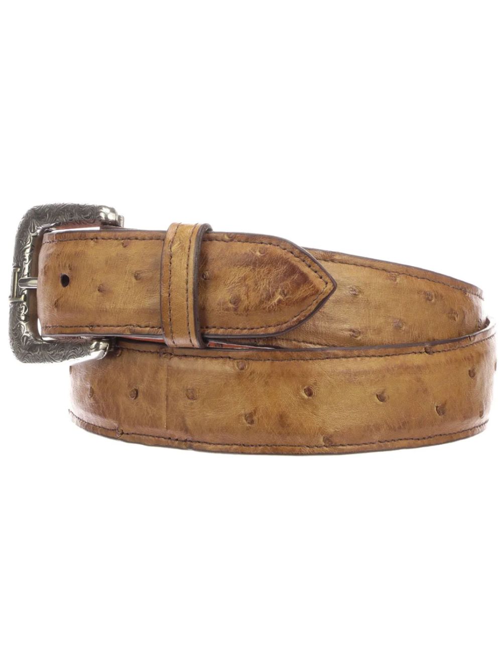 Lucchese Men's Tan Full Quill Ostrich 1 1/2 Belt