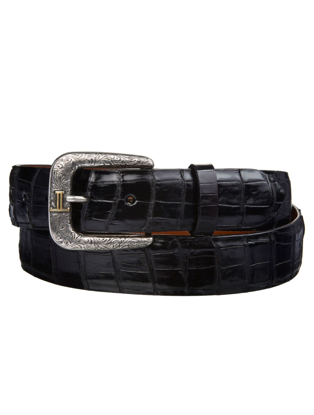 Black Crocodile Leather Belt 36