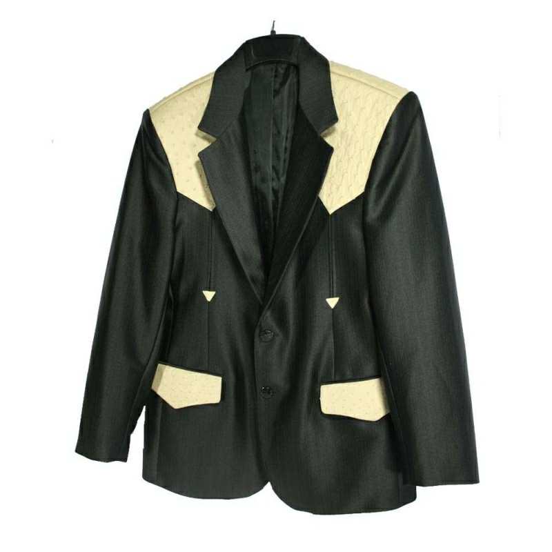 Western Suit Bone Color Ostrich with Fabric, Pants included