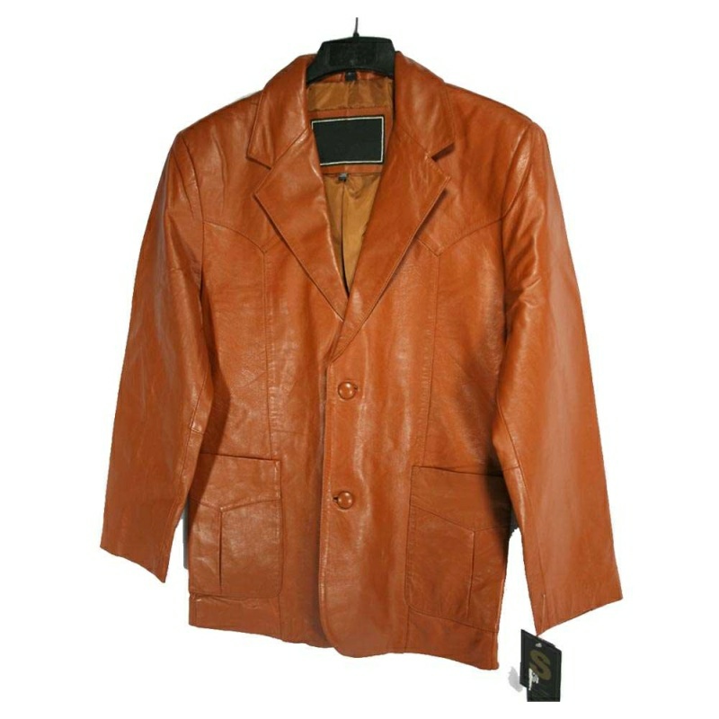 Western Blazer Cognac Lamb Skin