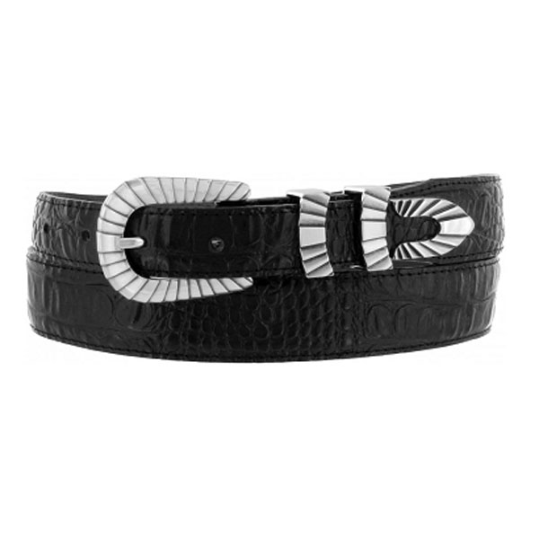 Justin Black Crocodile Print 1 3/8” Tapered down to 1” Belt 