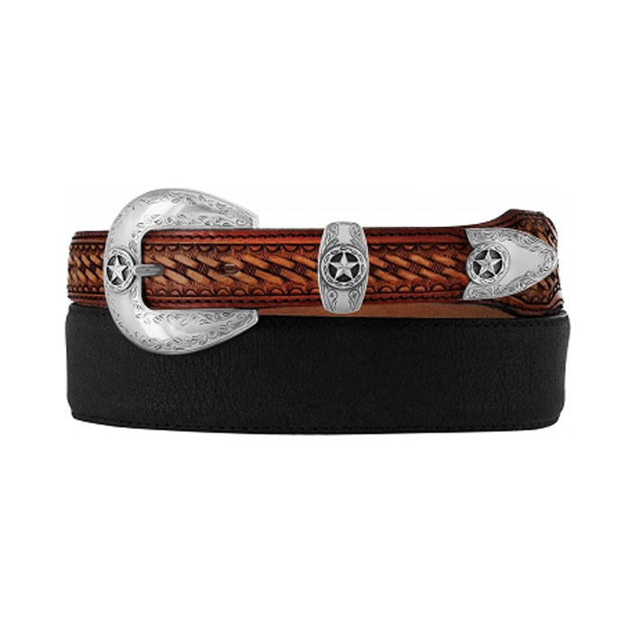 Justin Black Leather 1 ½ - 1” Belt 