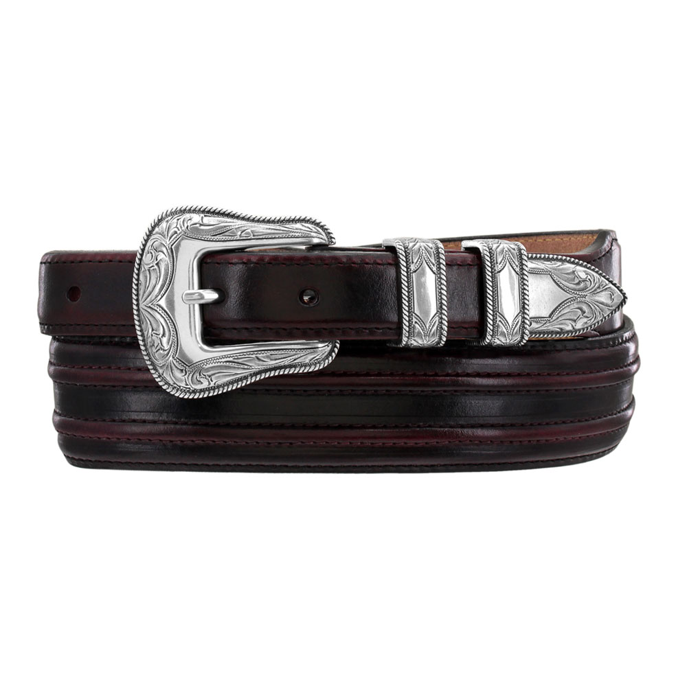 Full Quill Leather Belts, Men's Ostrich Belt - Mahogany