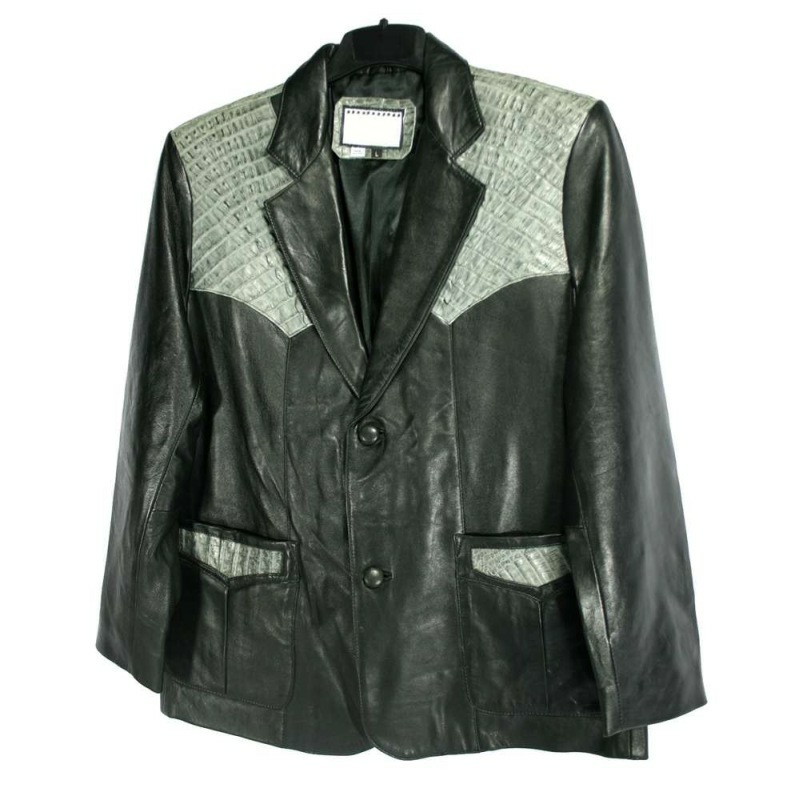 Western Blazer Grey Crocodile Caiman with Leather