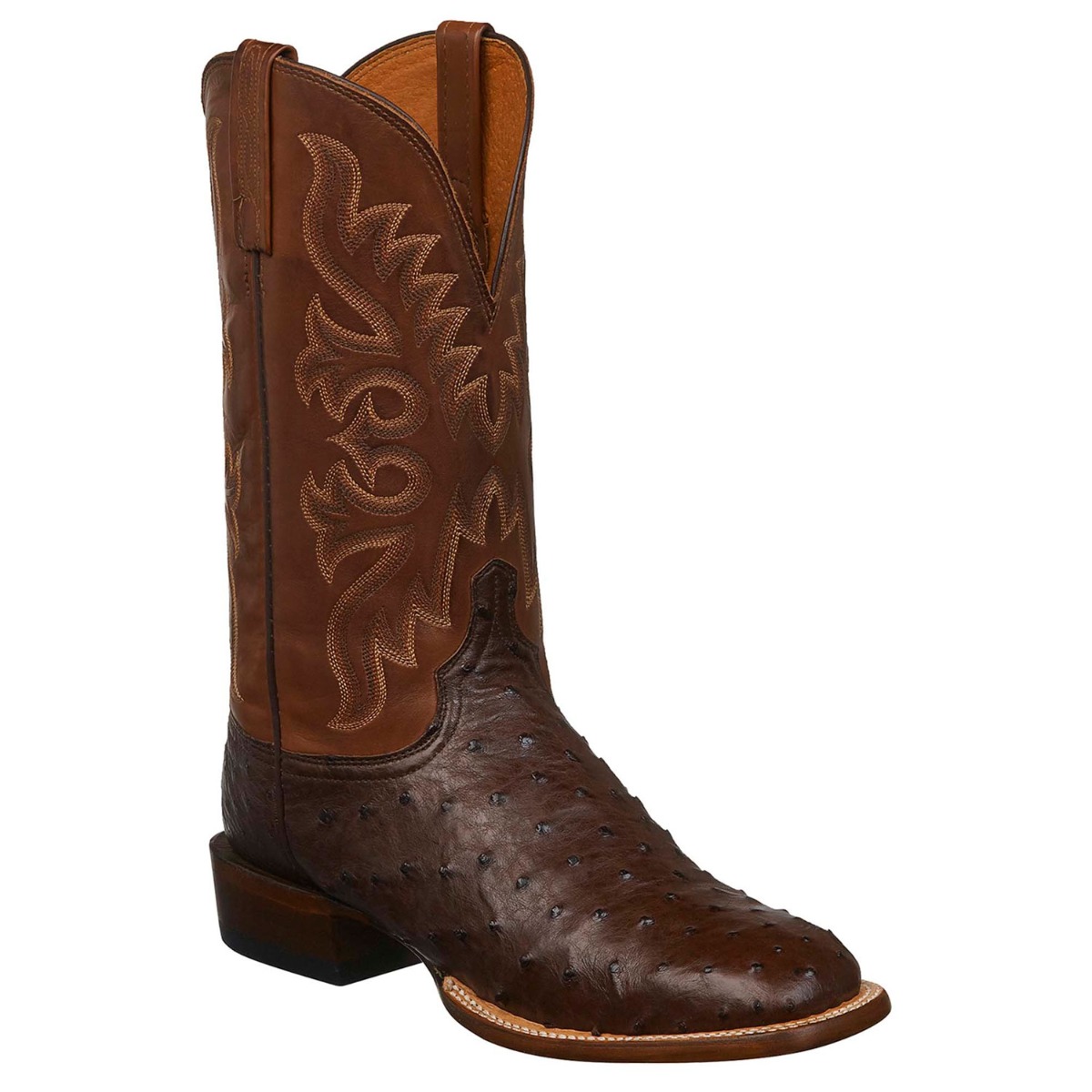 Lucchese Men’s Sienna Ostrich Square Toe Cowboy Boots