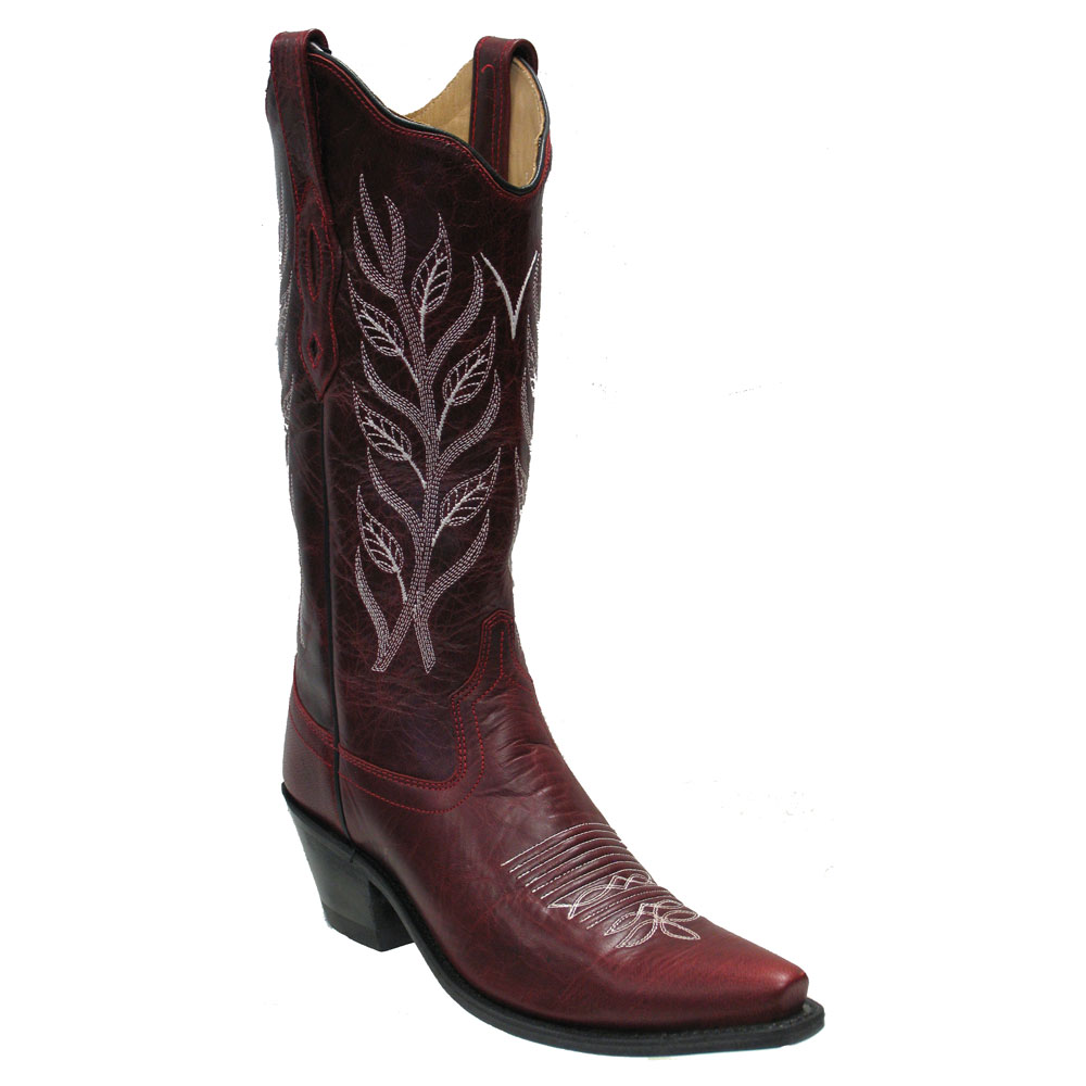 Old West Women’s Red Leather Snip Toe Western Boots