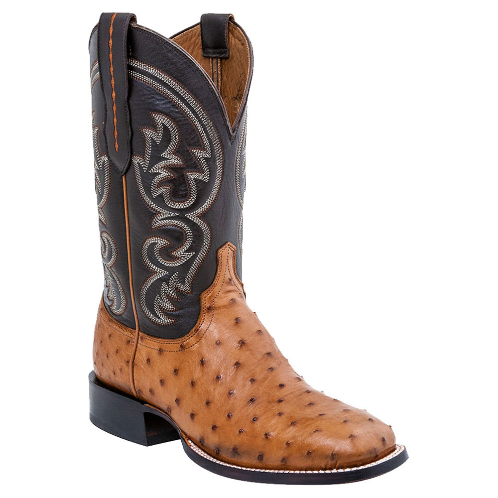 Lucchese Men’s Tan Ostrich Square Toe Cowboy Boots