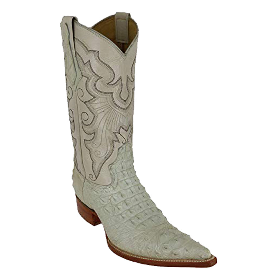 Genuine Nile Crocodile Hornback Bone Color Pointed Toe Cowboy Boots