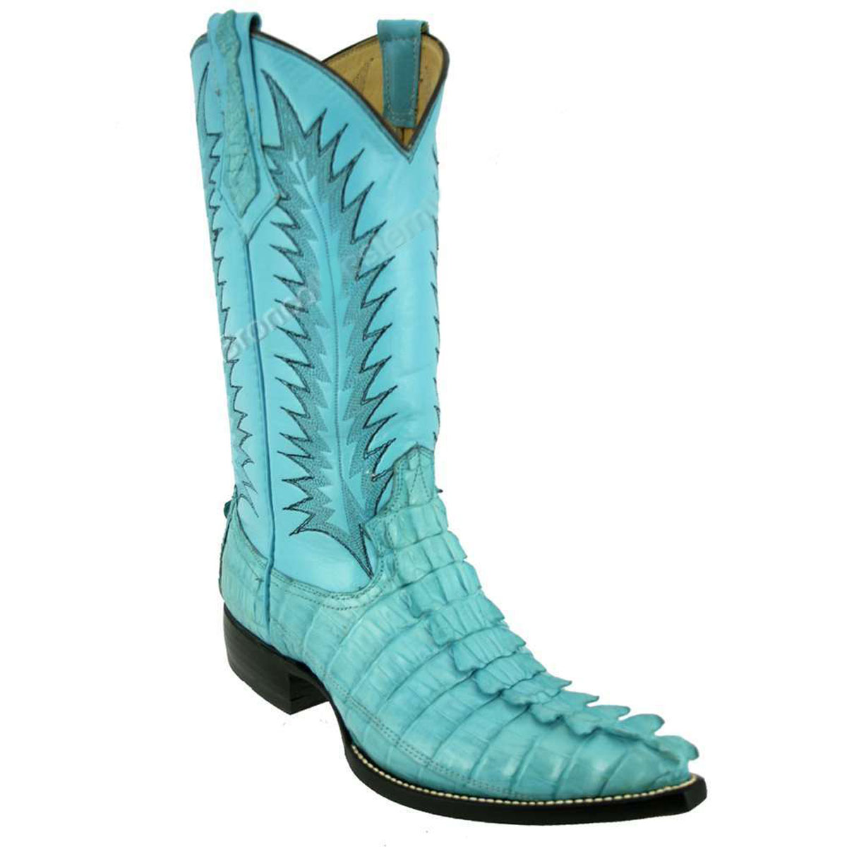 Bronco Men's Turquoise Blue Nile Crocodile Tail Pointed Toe