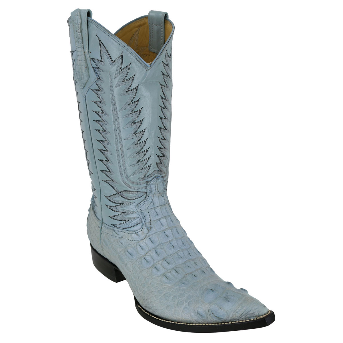 Bronco Men's Sky Blue Nile Crocodile Hornback Pointed Toe Cowboy Boots