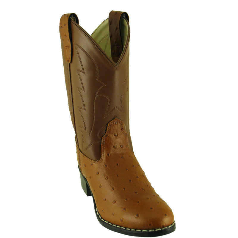 Old West Kids' Cognac Round Toe Western Boot