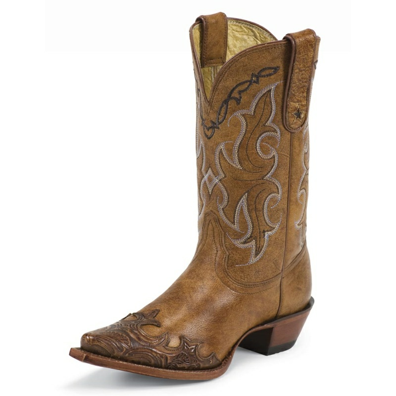 TONY LAMA WOMEN'S TAN SANTA FE SNIP TOE WESTERN BOOTS