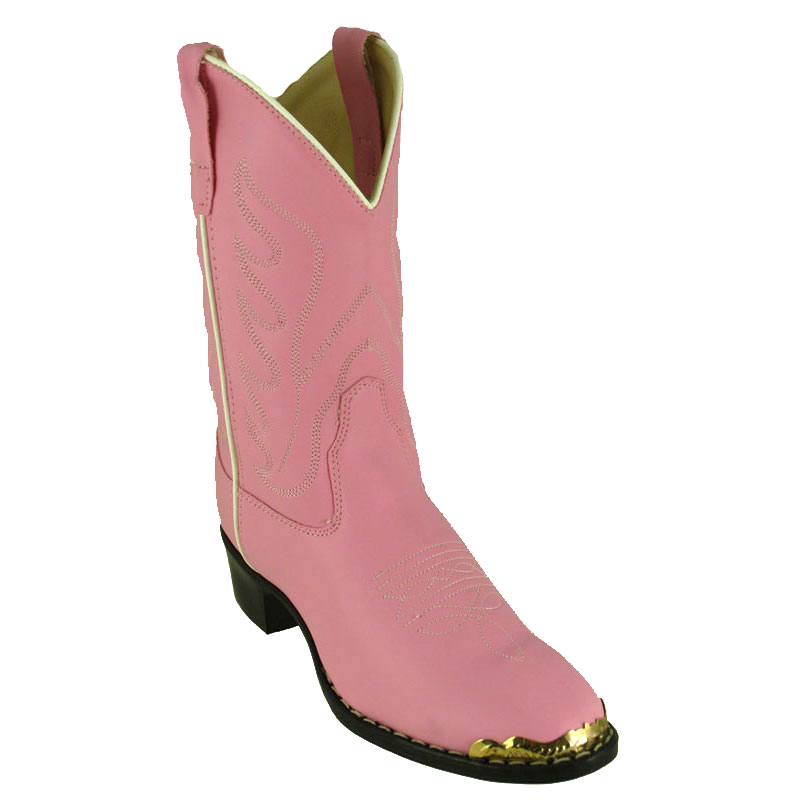 Old West Kids' Pink Round Toe Western Boot
