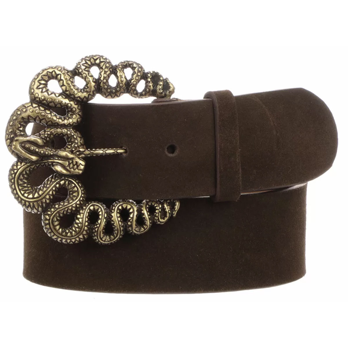 Lucchese Women’s Dark Chocolate Suede Snake Buckle Belt